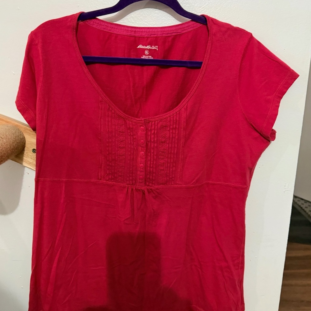Eddie Bauer Red Short Sleeve Blouse